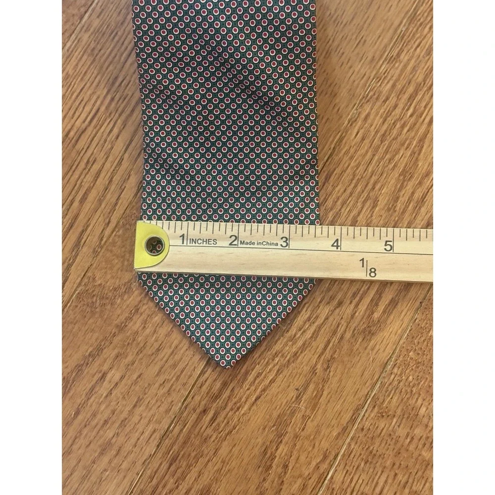 Brooks Brothers Green Red Oval Geometric Rectangular Silk Tie 3.75